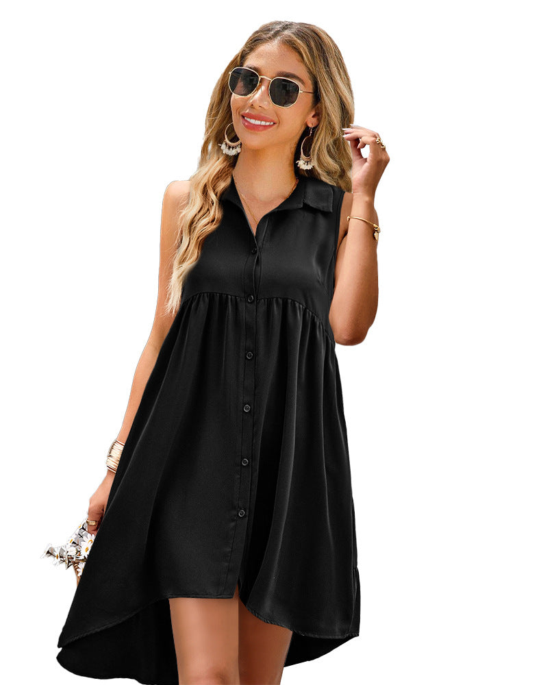VLOVELAW North American Independent Station Ins Style Dress Summer Sleeveless Front Short Back Length A- line Skirt