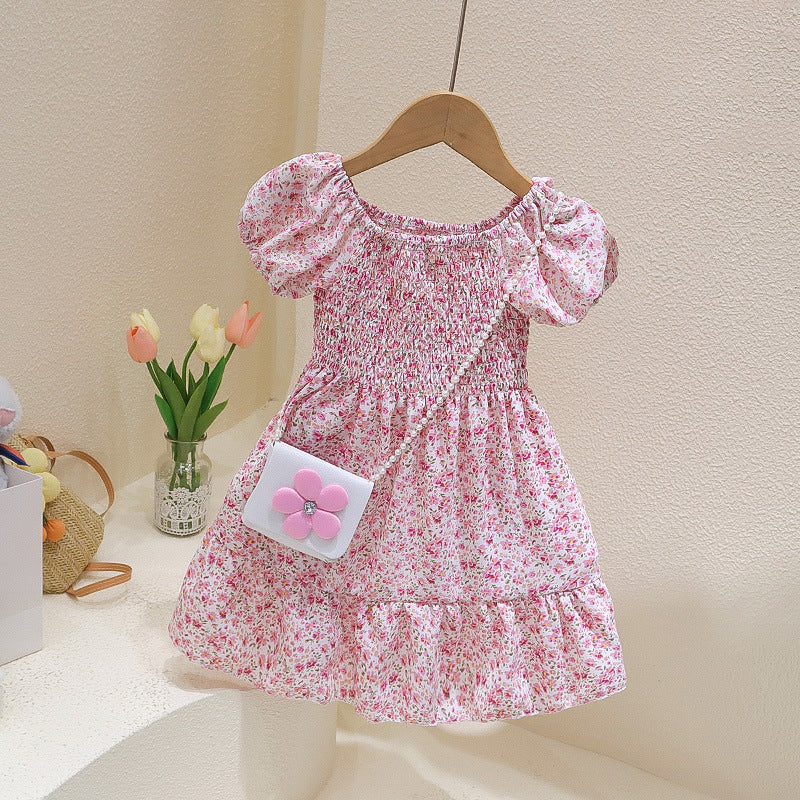 Girls' Summer Princess Dress 2025 Summer New Baby Cartoon Dress Children's Western Style Cute Floral Skirt