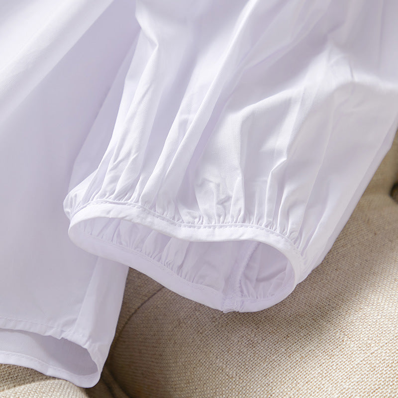direct sales lantern sleeves pure cotton white shirt women's new nine-quarter sleeves Korean version fashion temperament pure cotton top