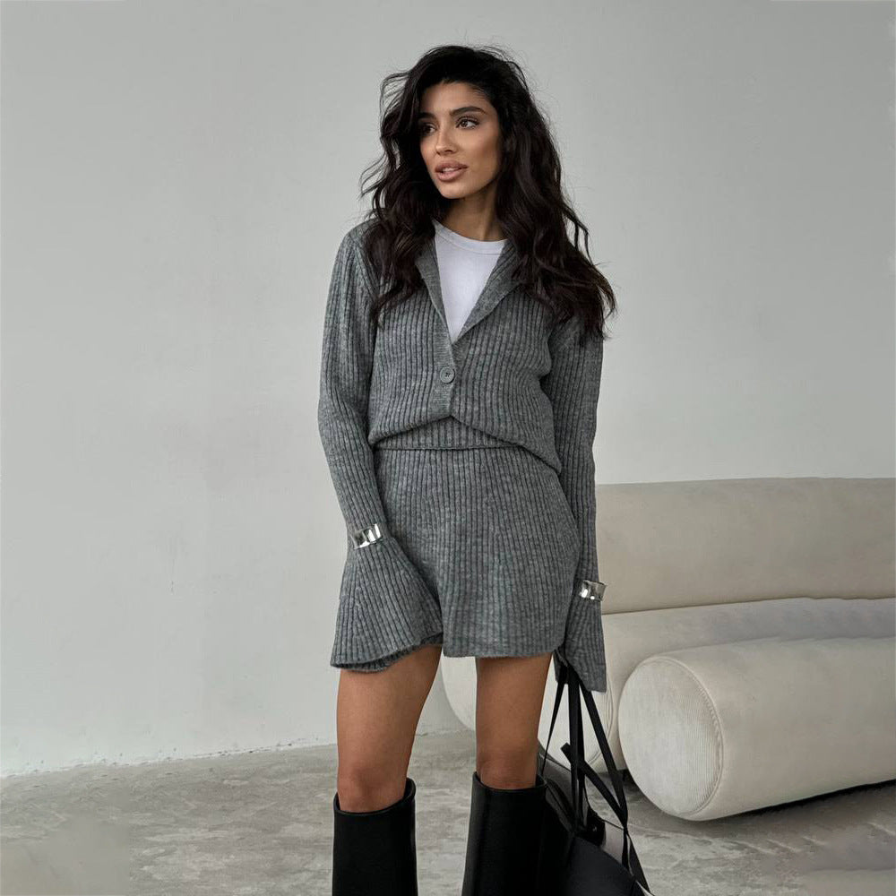 2025 Cross-border fashion metal decoration temperament celebrity high-end two-piece set spring and autumn new lazy suit skirt two-piece set women