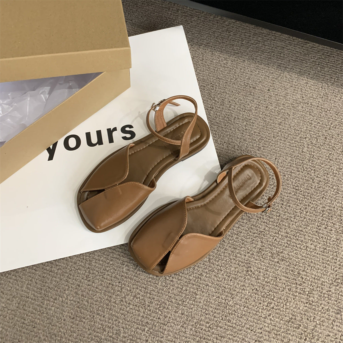 VLOVELAW Closed Toe Sandals for Women New Summer Korean Style Mori Style Retro Fairy Style Casual Soft Flat Bottom Roman Style Shoes