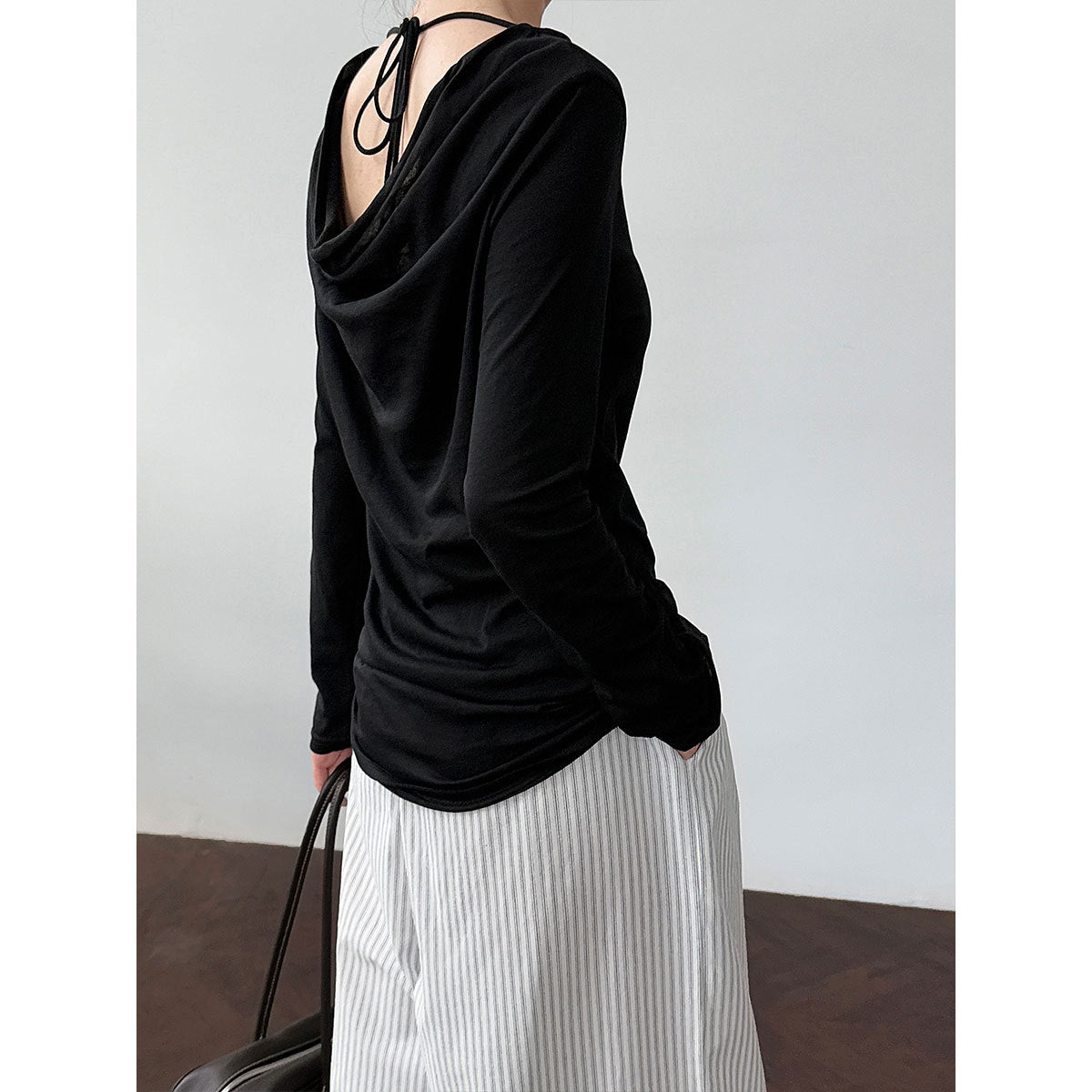 Luxi, Korean design sense, back swing collar strap inside T-shirt women's summer new sunscreen bottoming shirt 2682