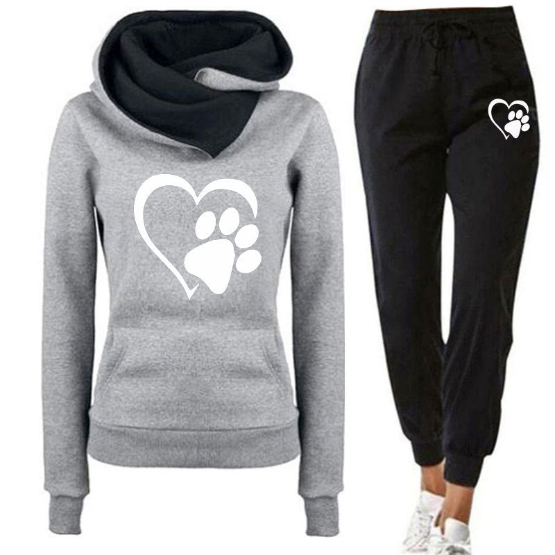 VLOVELAW Autumn and winter new men's and women's clothing ebay wish 2025 fashion love printing fleece casual women's suit