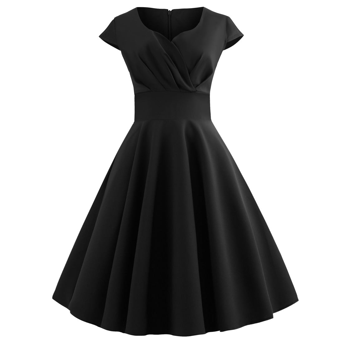 XIEYINSHE X EBay Hot Sale New Vintage Women's V-neck Half Sleeve Waist-Tight Solid Color Wide Hem Dress One-Piece Starting Batch