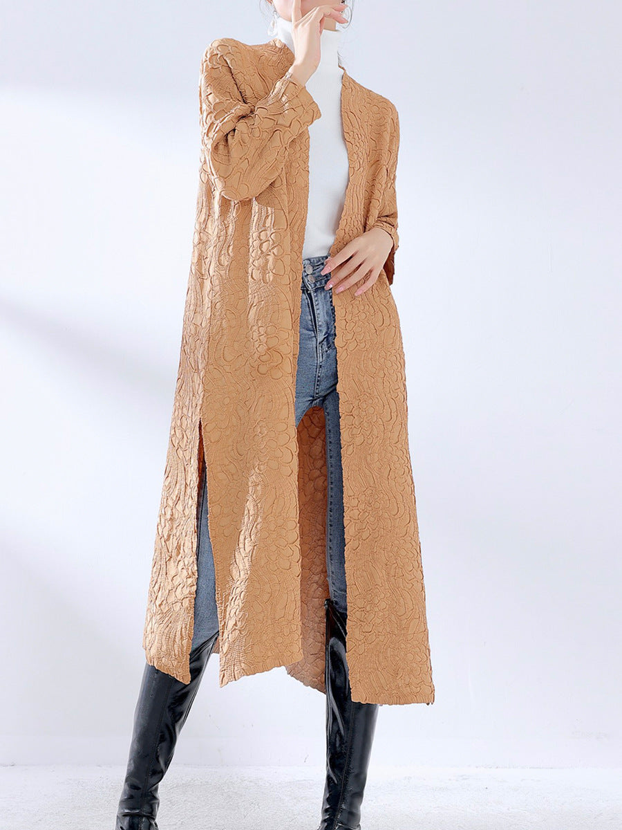 2025 New Popular trade extended trench coat women's high-end embroidery double-sided can wear Middle East robe coat women