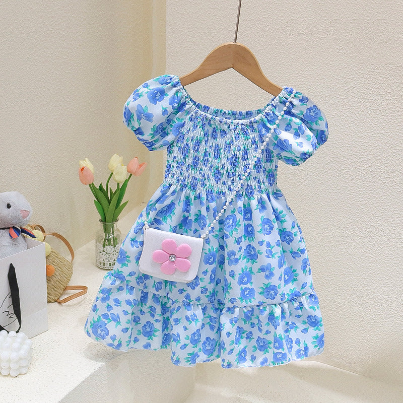 Girls' Summer Princess Dress 2025 Summer New Baby Cartoon Dress Children's Western Style Cute Floral Skirt