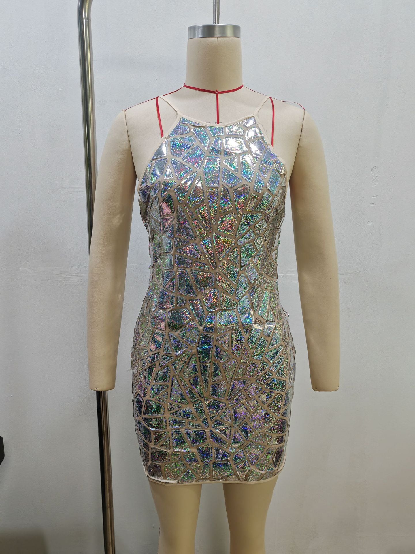 VLOVELAW Gy24075 Fashion Sexy Big Sequin Sling Dress Cross Border New Product