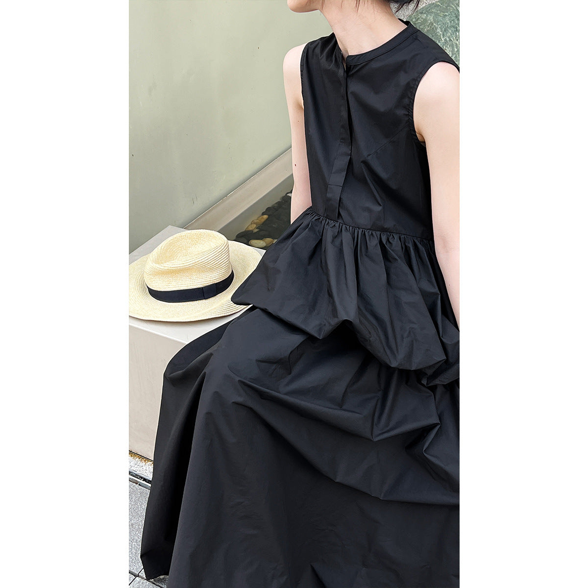 Luxi Temperament Fairy~ Fake two-piece sleeveless A-shaped vest skirt, summer new ruffle edge flower bud princess skirt 5066