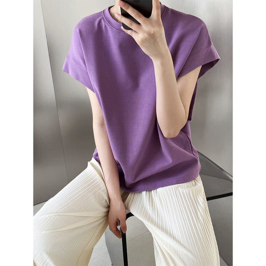 Luxi, Profile Right Angle Shoulder Short Sleeve T-Shirt Women's Summer  Loose Design Sense Bat Sleeve T-Shirt Top 2217
