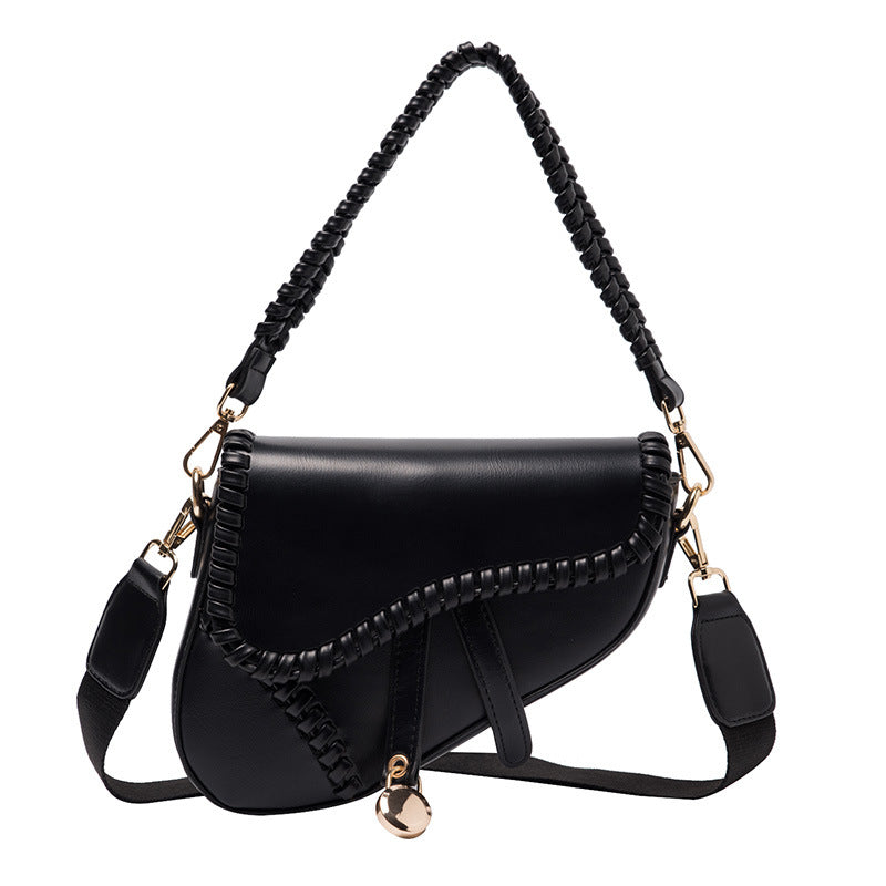 VLOVELAW Bag Women's Bag Autumn New Fashion Shoulder Crossbody Personality Saddle Bag Korean Style Pure Color Artistic Trendy Bag Women's