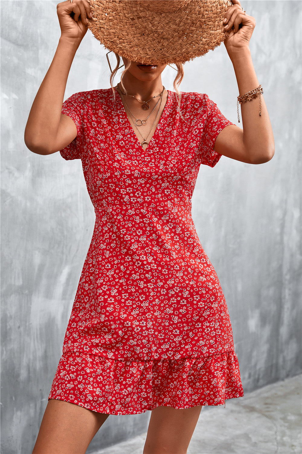 XIEYINSHE Spring and Summer New Wish Hot Sale Bohemian V-neck Floral Dress Beach Dress