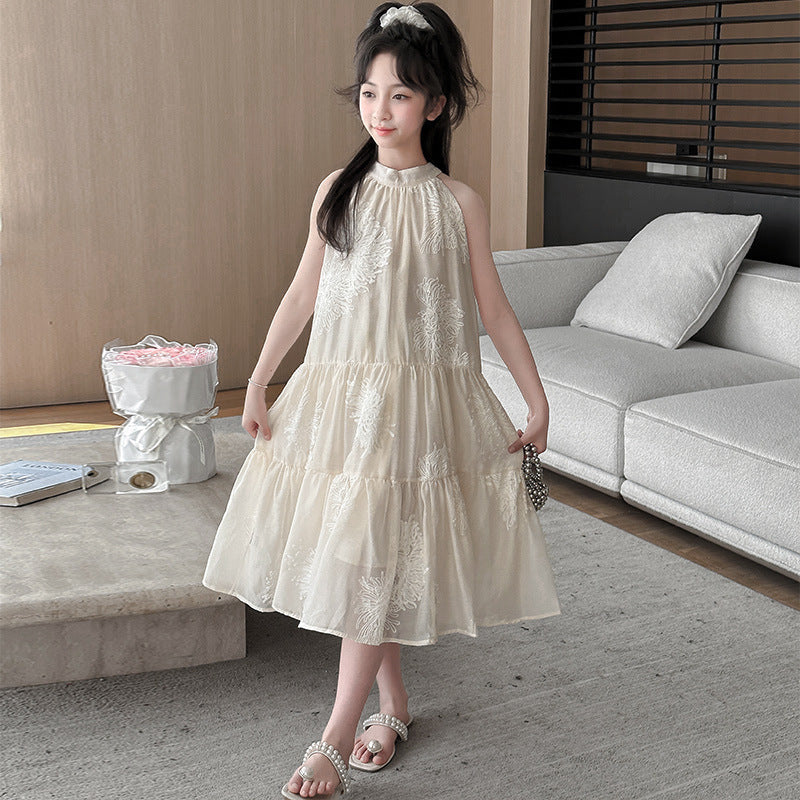 VLOVELAW Girls' Dress Summer Dress New Western Style Girls' Dress Strap Dress for Girls in Teens Children's Summer Princess Dress