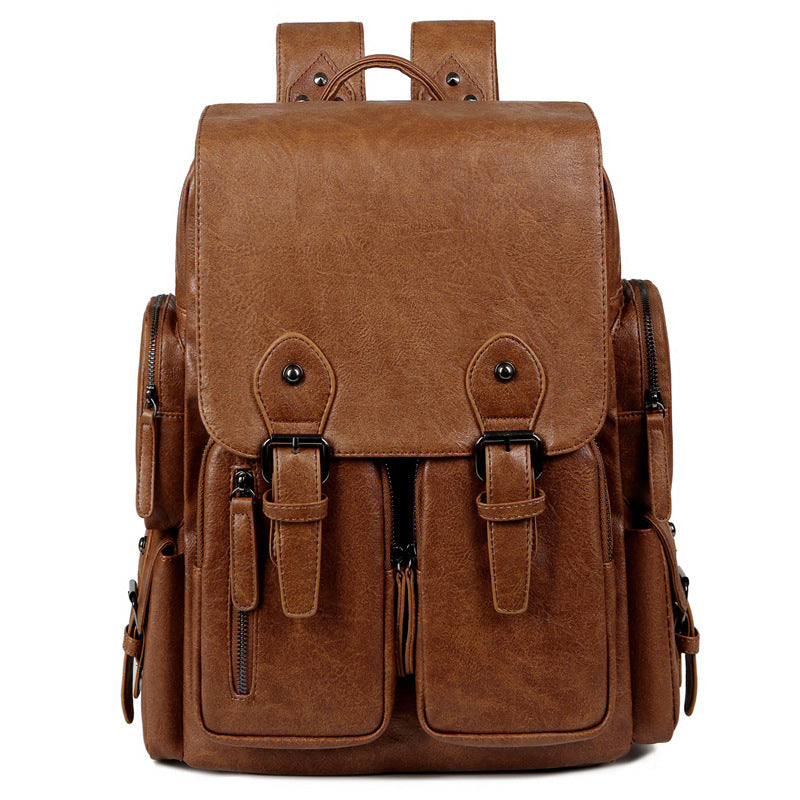 2025 Large capacity men's bag pu leather backpack men's backpack high-end fashion backpack backpack mail carrier document backpack