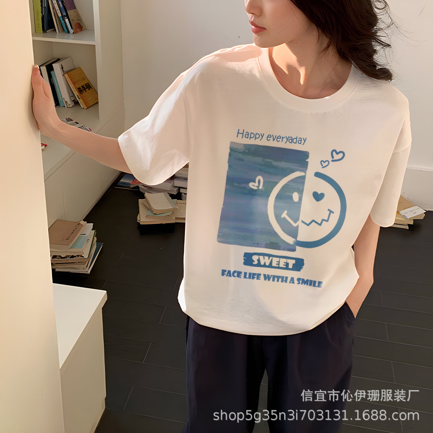 VLOVELAW Summer Women's Cotton Short-Sleeved T-shirts Women's New Versatile Simple Style Loose Half-Sleeve Top Ins Trendy White