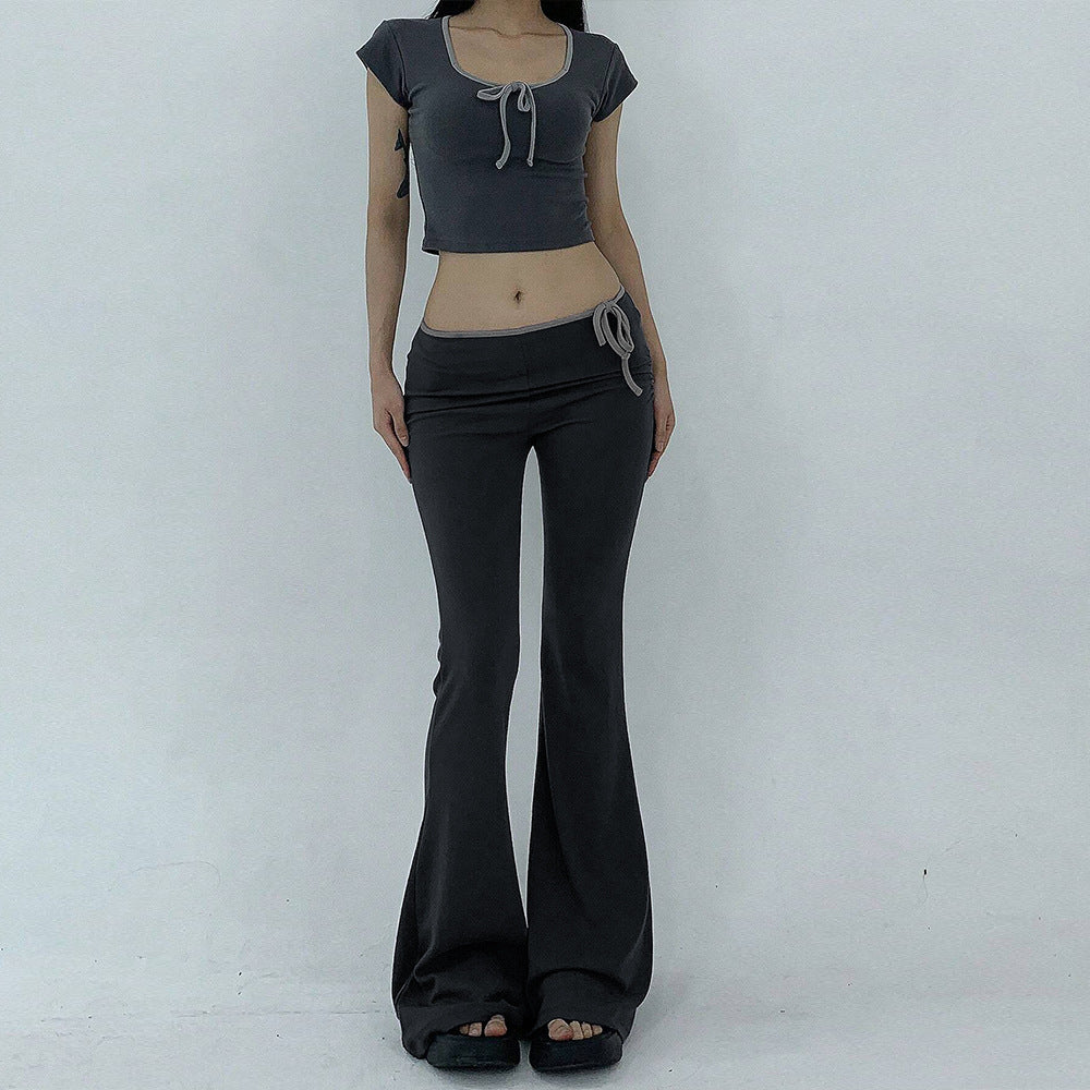 New women's clothing street trend casual pants autumn and winter new high-waisted slim-fitting legs slender wide-leg trousers