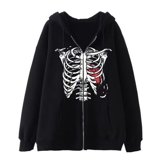 VLOVELAW 2025 Popular and  Diablo Skull Sweatshirt Men's and Women's Hoodies Goth Couple Harajuku Large Size Zipper Sweater
