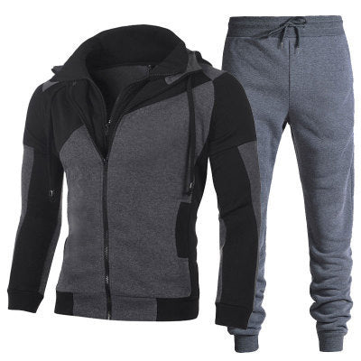 VLOVELAW zipper hoodie solid color sweater set men's autumn and winter hoodie trend fashion leisure sports two-piece set