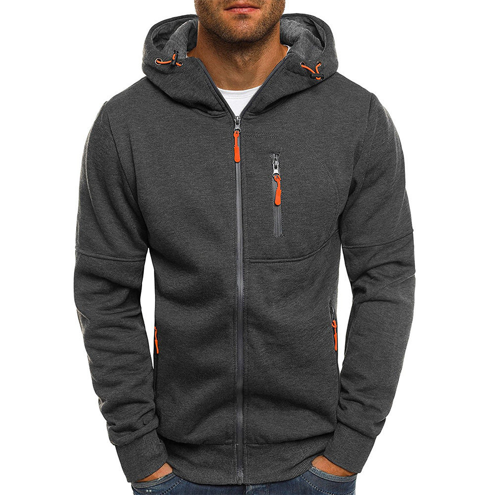 VLOVELAW 2025 popular Cross-New Hot Trade Autumn Spring Men's Sports Fitness Casual Jacquard Zipper Sweater Cardigan Hooded Jacket