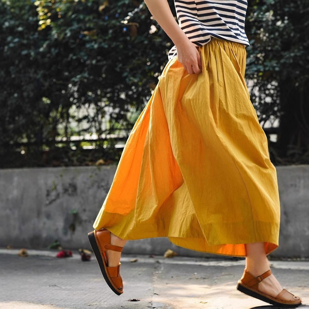 Women's spring skirt, skirt, long skirt, dopamine cotton A-shaped casual versatile skirt C0108