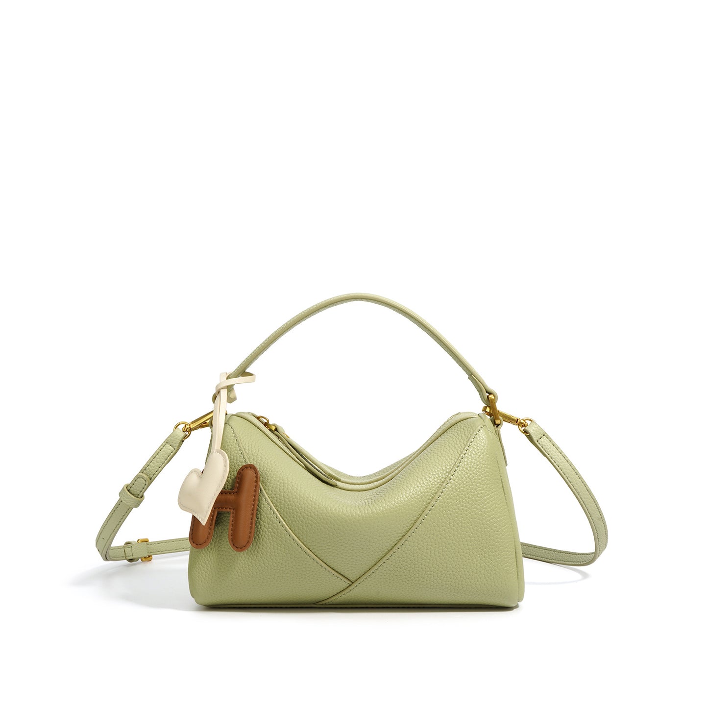 vlovelaw New First Layer Cowhide Boston Bag Simple Textured Cowhide Shoulder Messenger Bag Niche Design