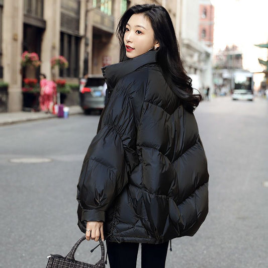 Black Zero Pressure Bread Down Jacket Women's popular Winter Clothing New Warm White Duck Down Small Down Jacket Tide