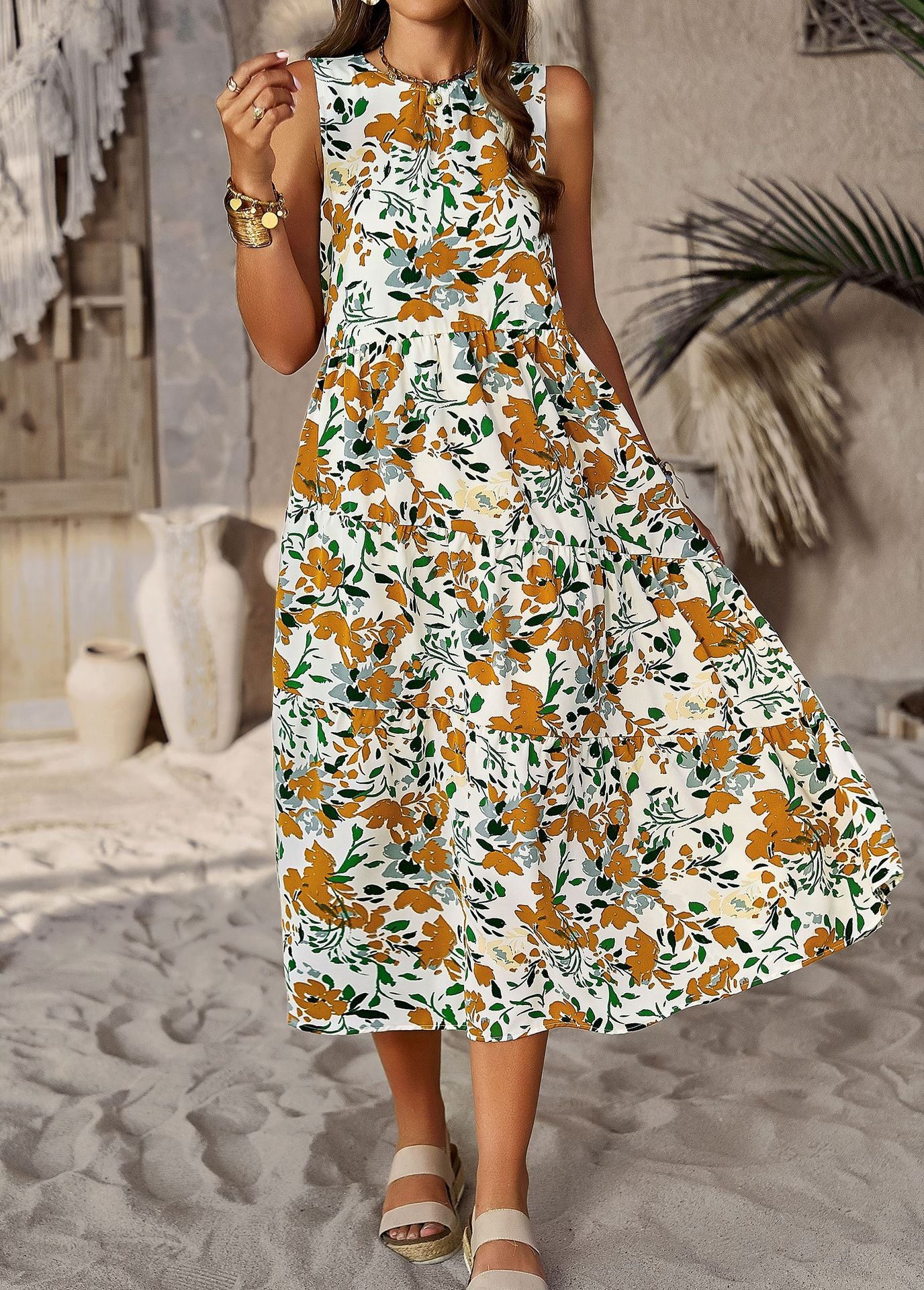 VLOVELAW Self-Developed and Designed Fashion Dress Spring and Summer Halter Loose Vacation Skirt for Women