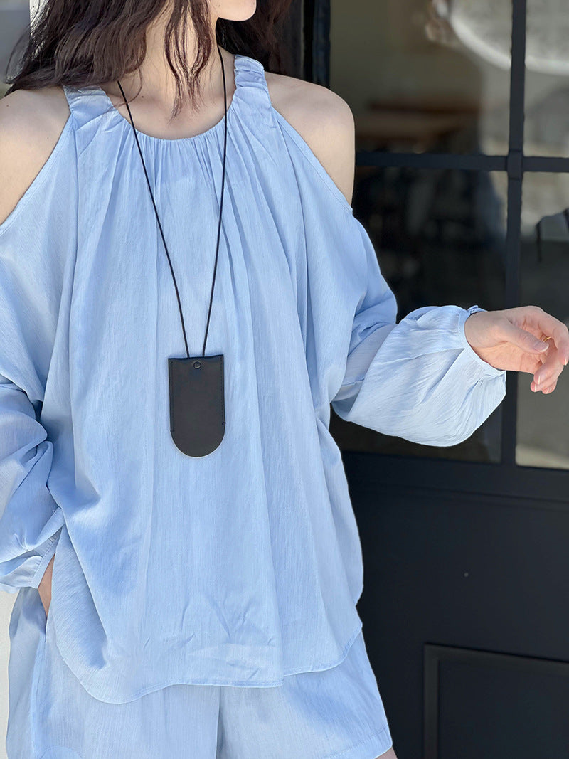 2025 Tachibana, spring new salt style dress suit, solid color shoulder long-sleeved shirt, a-word shorts 932-1