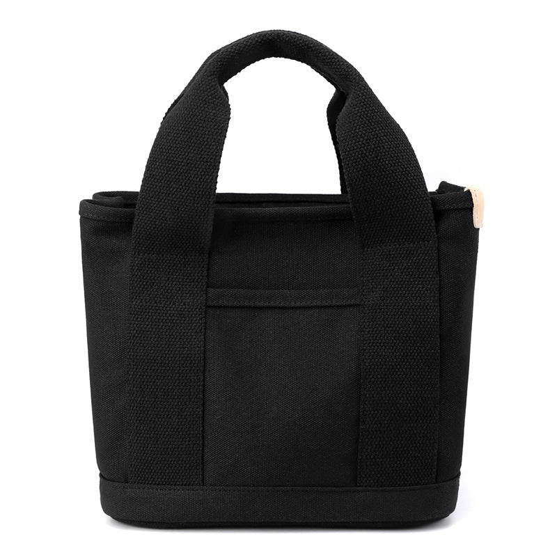 VLOVELAW Small Bag with Zipper Japanese Multi-Layer Bag Niche Lady Shoulder Bag Portable Thickened Canvas Mobile Phone Bucket Tote Bag
