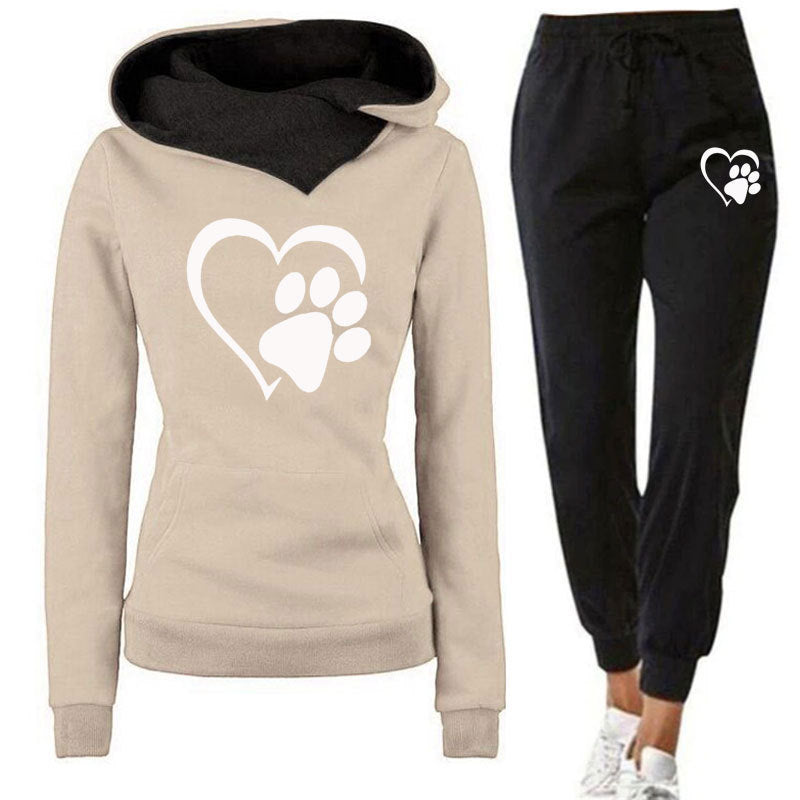 VLOVELAW Autumn and winter new men's and women's clothing ebay wish 2025 fashion love printing fleece casual women's suit