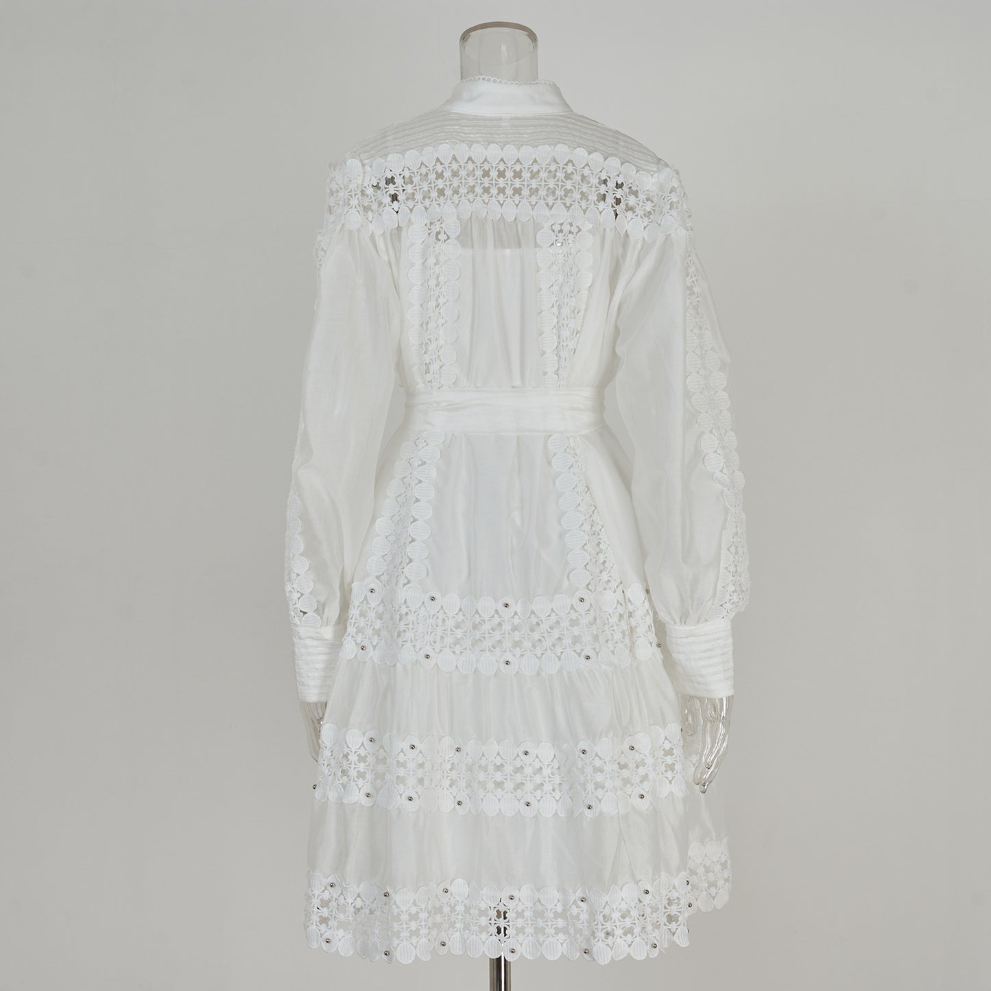 women's clothing long-sleeved shirt skirt spring and autumn women's single-breasted water-soluble lace embroidered hollow dress