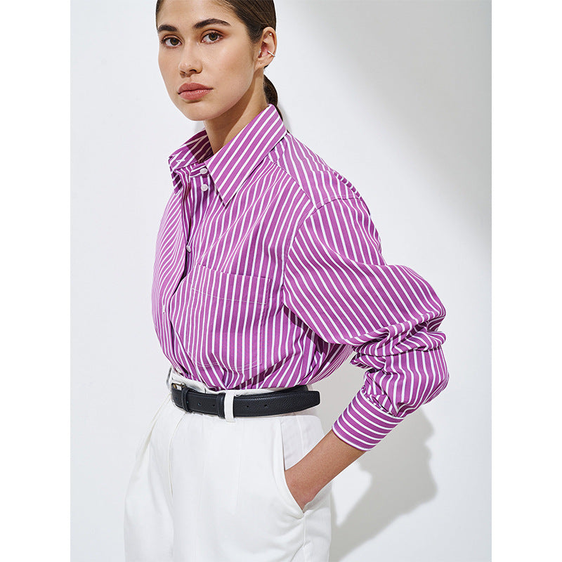 VLOVELAW pure striped shirt 2025 popular summer new trend fashion versatile loose polo striped shirt