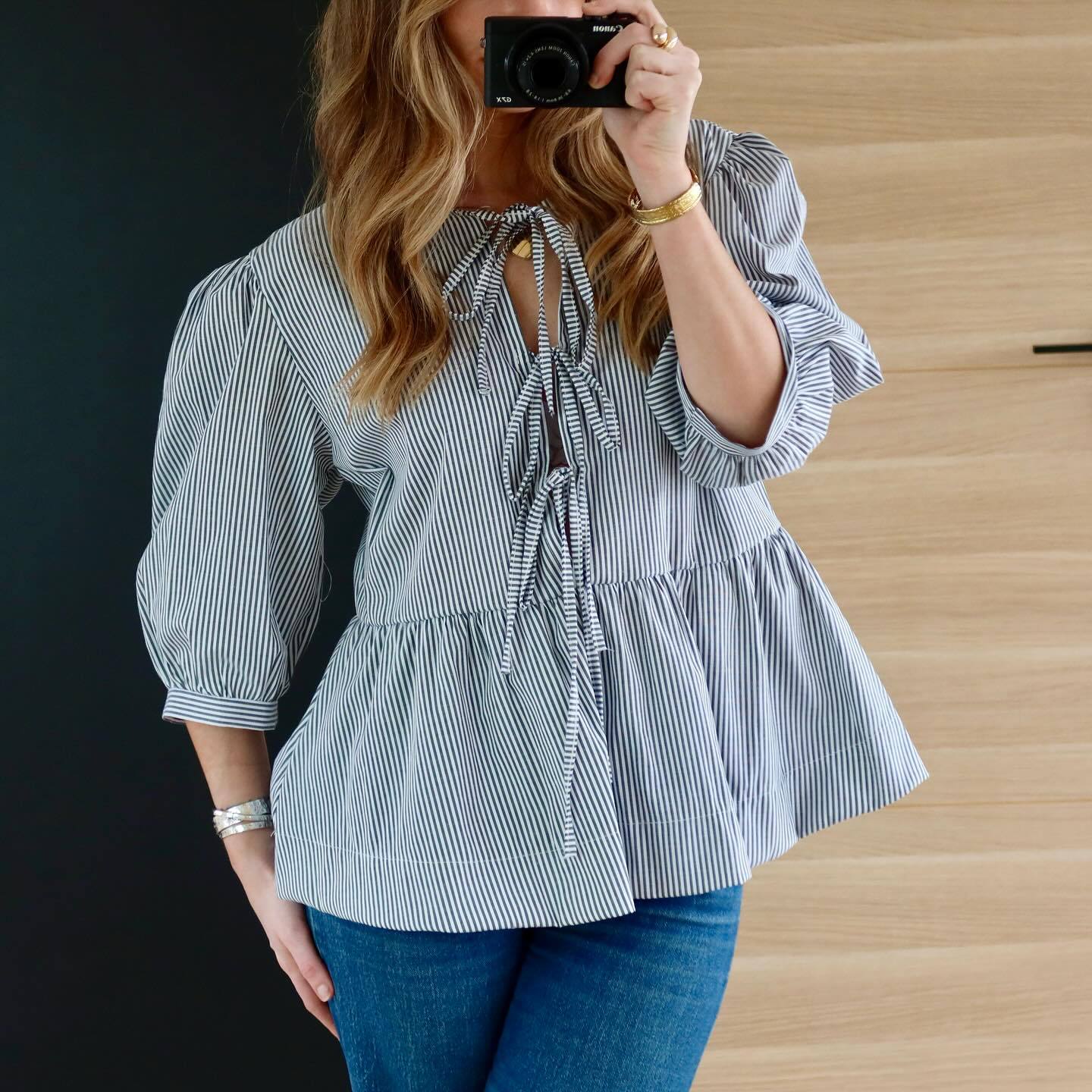 VLOVELAW Cross-Border Spring/Summer New Women's Tops Fashion Striped Stitching Shirt Top Women's European and American Style