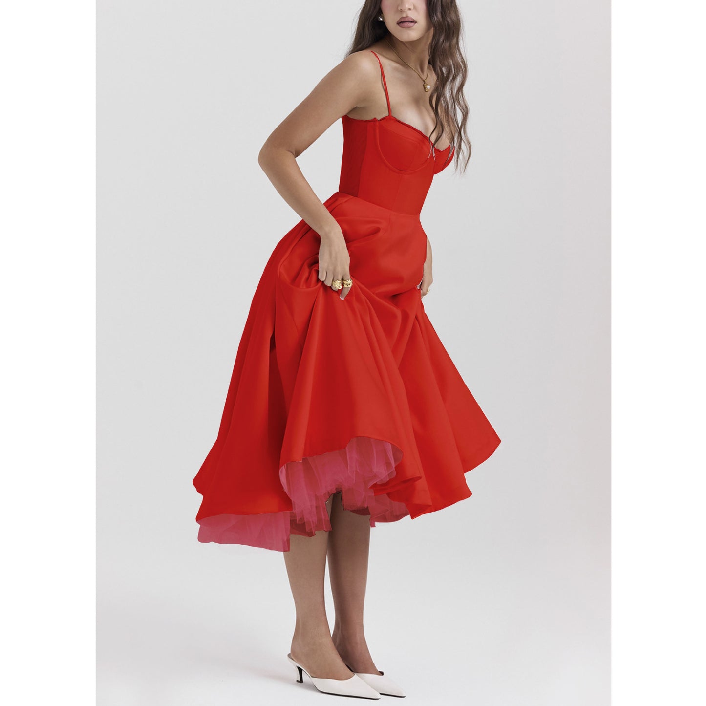 VLOVELAW European and American Style Sexy Women's Wear Cross-Border New V-neck Brace Sleeveless Dress Pettiskirt Long Skirt