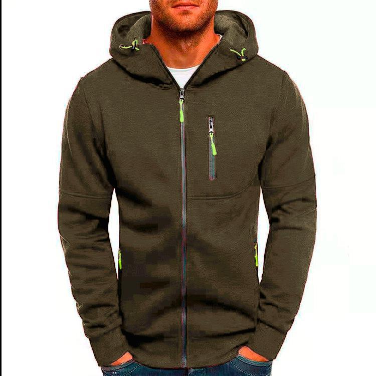VLOVELAW 2025 popular Cross-New Hot Trade Autumn Spring Men's Sports Fitness Casual Jacquard Zipper Sweater Cardigan Hooded Jacket