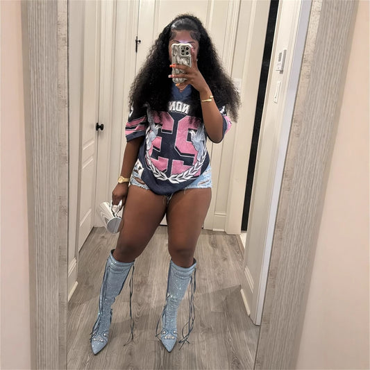 Autumn new  New Popular trade loose casual versatile sports style fashion printing short-sleeved T-shirt top women