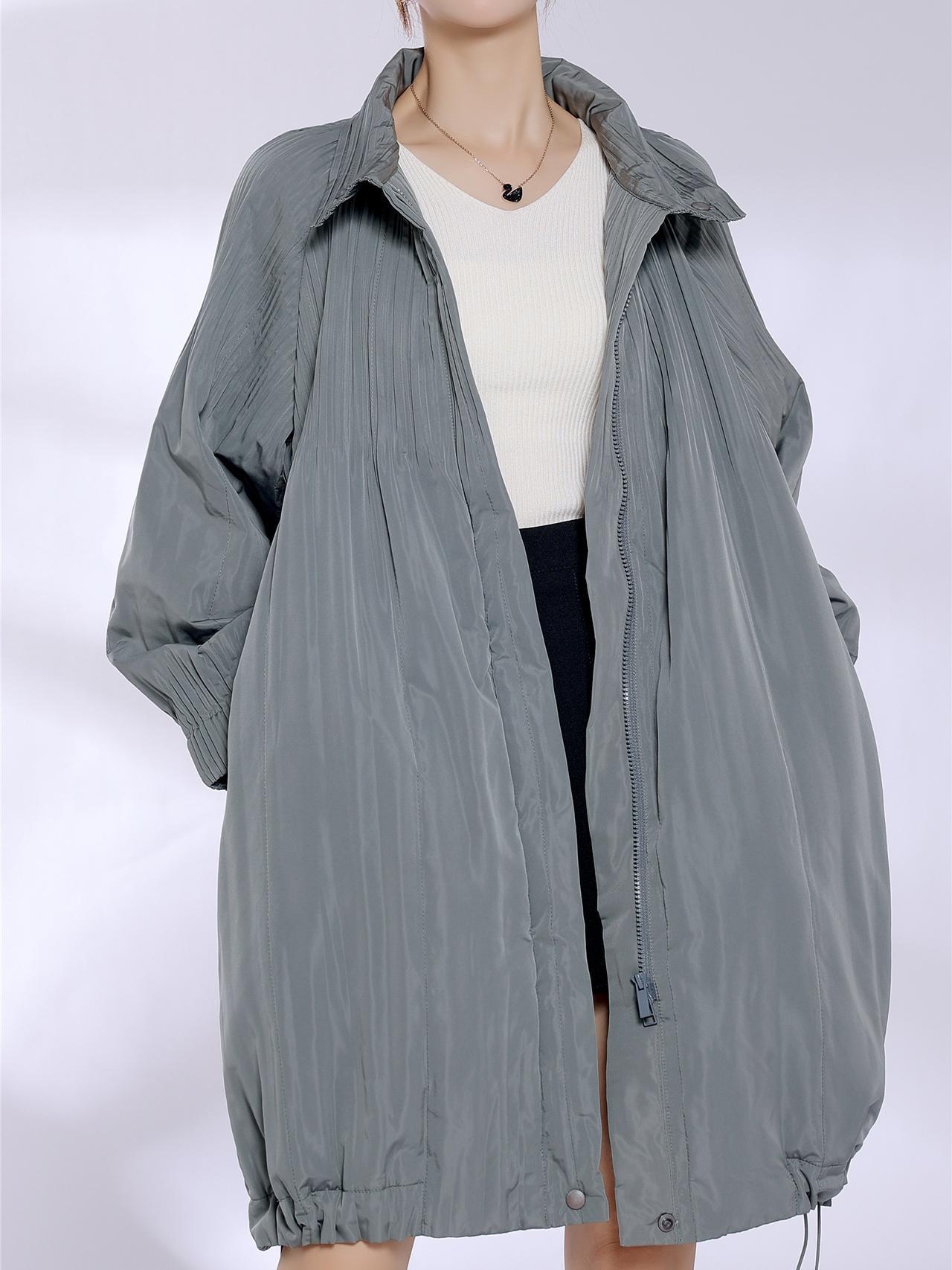 2025 cotton-padded clothes for women's high-end women's medium and long designs, pleated jackets, warm and fashionable cotton-padded clothes, casual and versatile.