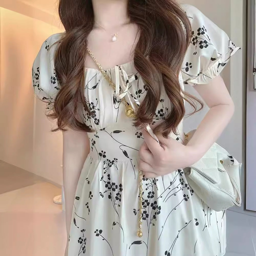 VLOVELAW High-Grade Tea Break First Love Floral Dress Women's Summer New Small Gentle Chiffon Dress