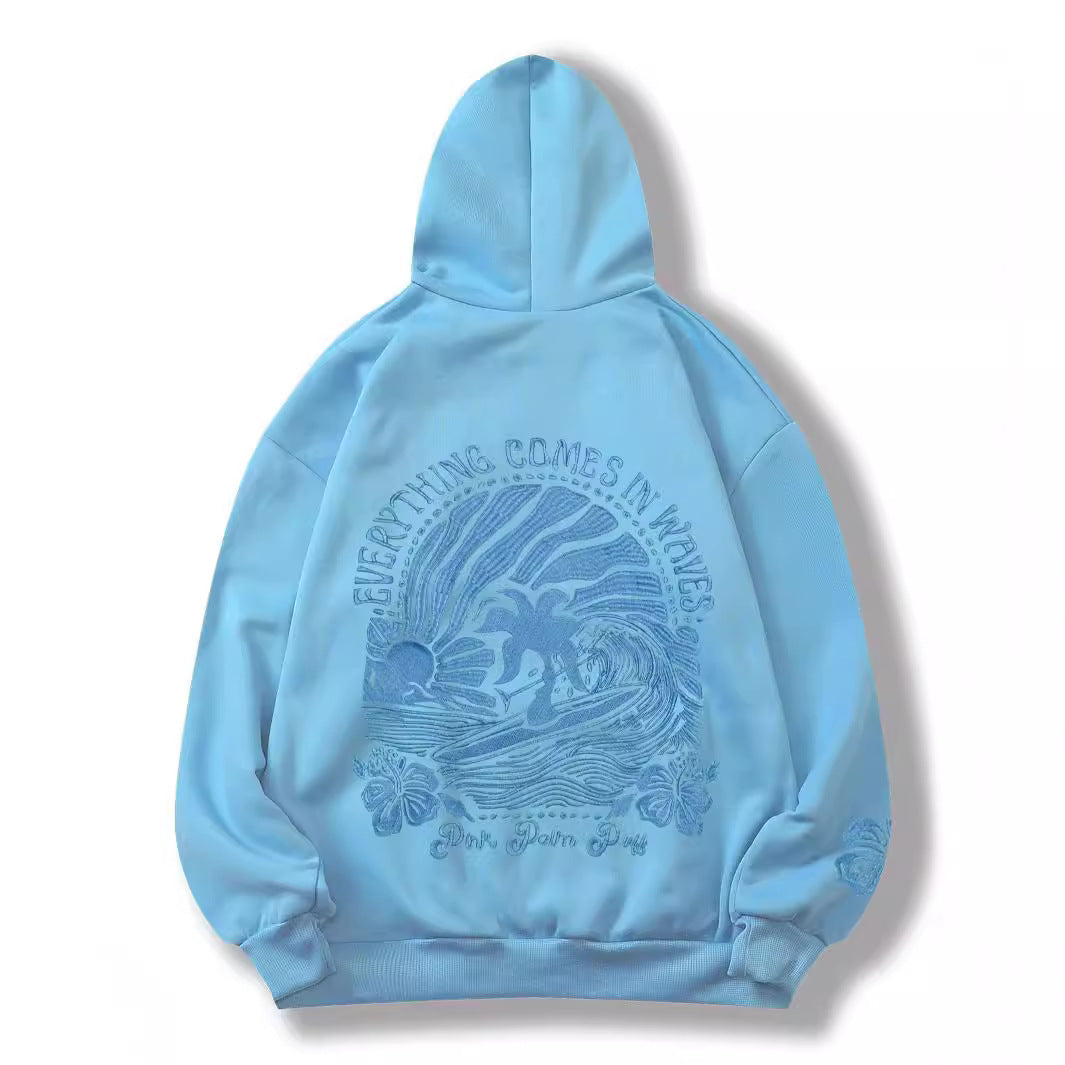 VLOVELAW popular 2025 fashion casual fleece sweater palm print kangaroo pocket drawstring print hoodie