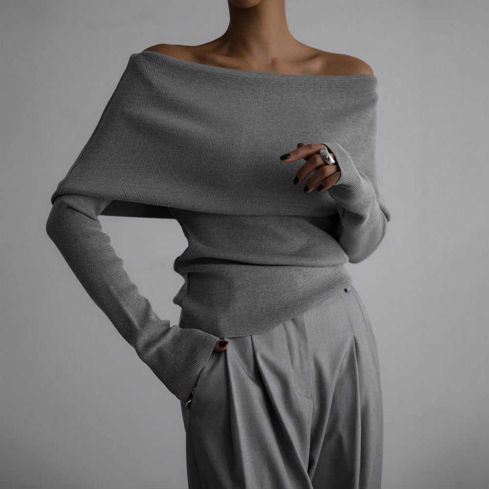 VLOVELAW 2025 sweater women's New autumn and winter 2025 style long-sleeved knitted bottoming shirt one-word shoulder sexy slim-fitting off-the-shoulder top