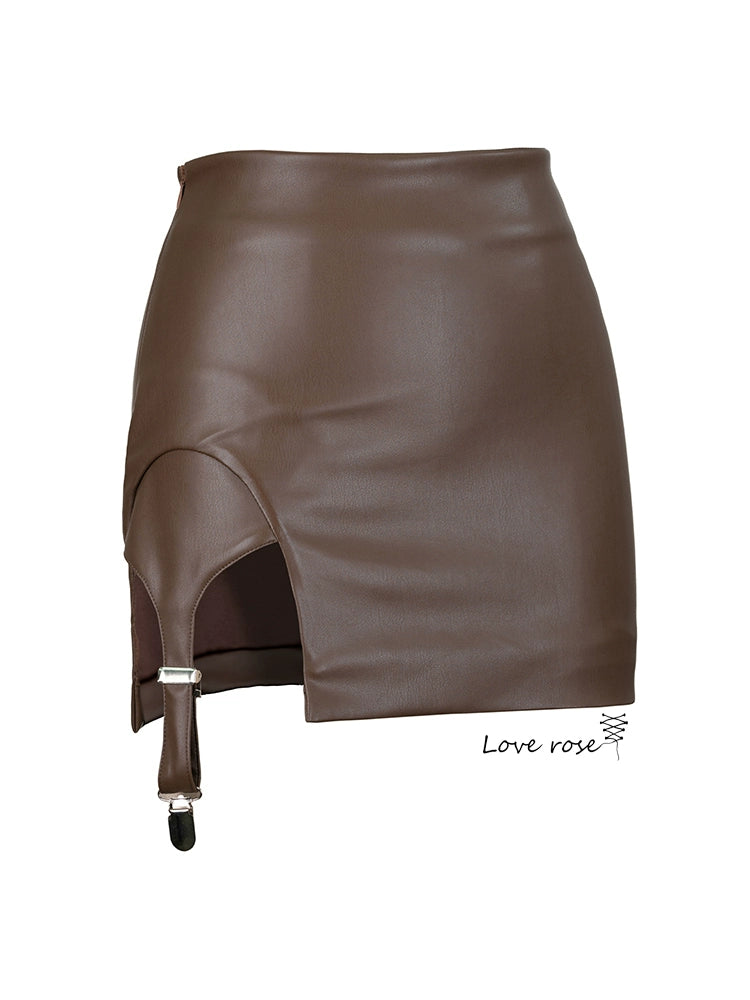 original, black PU clip with mini slim leather skirt, sexy mini skirt hot skirt