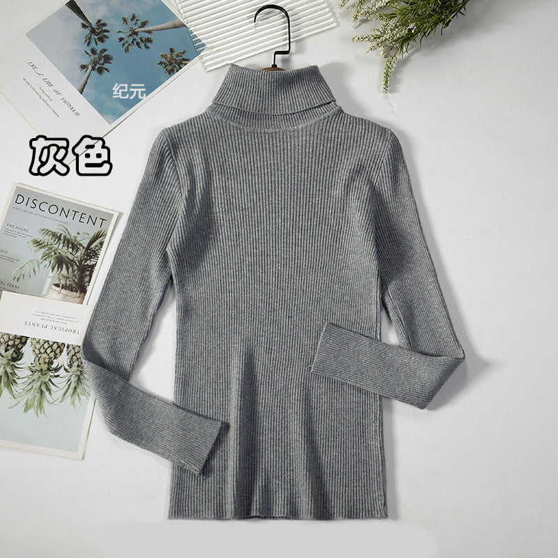 KKBOXLY Cross-border long-sleeved turtleneck bottoming shirt solid color Korean version pullover sweater (24 colors in stock) knitted bottoming sweater