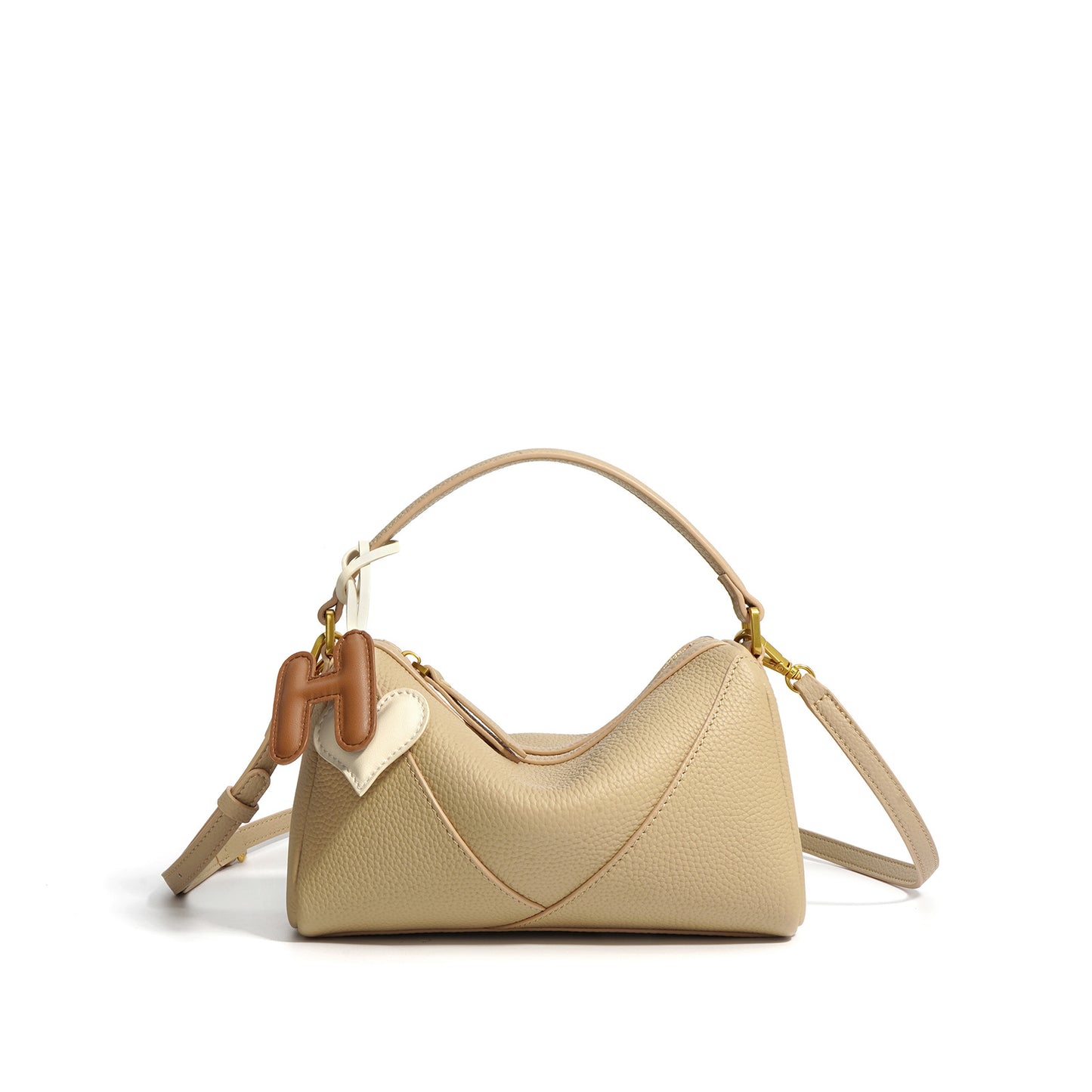 vlovelaw New First Layer Cowhide Boston Bag Simple Textured Cowhide Shoulder Messenger Bag Niche Design