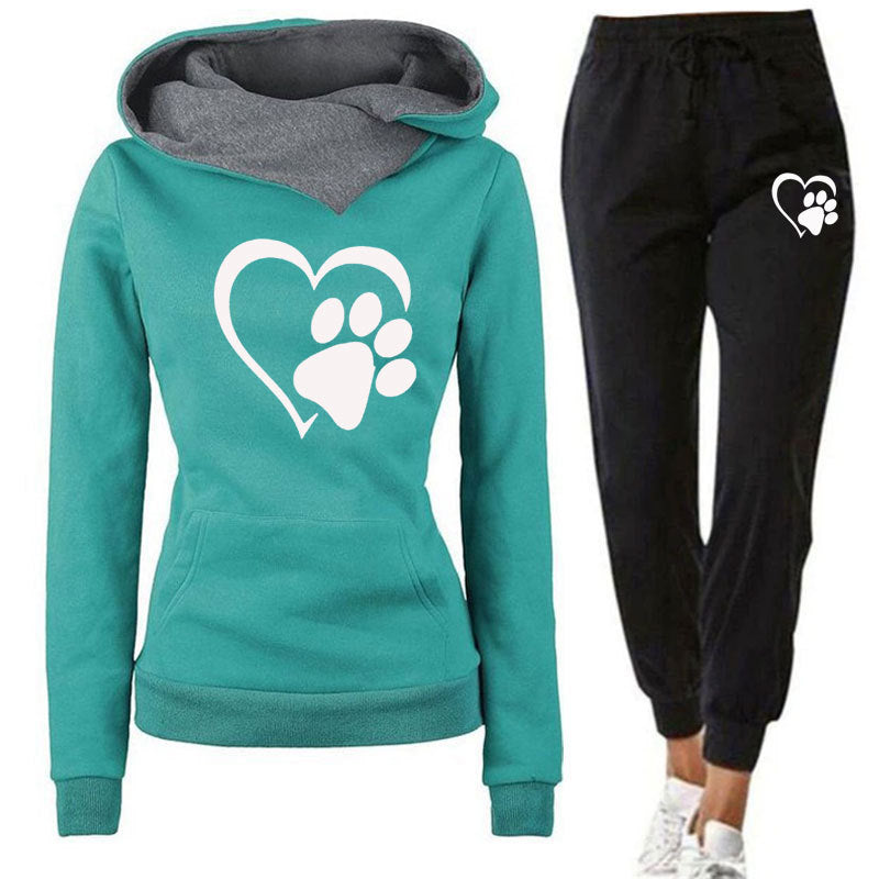 VLOVELAW Autumn and winter new men's and women's clothing ebay wish 2025 fashion love printing fleece casual women's suit