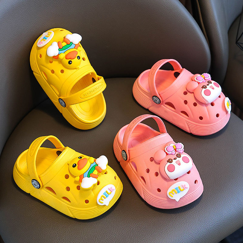 VLOVELAW Children's Hole Shoes Baby Girl Cartoon Girl Spring and Summer Soft Bottom Outdoor Non-Slip Breathable Children Closed-Toe Slippers