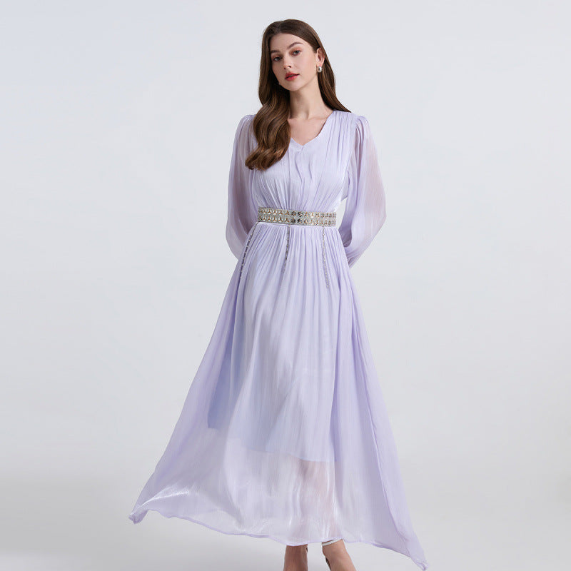 White seaside vacation dress women's summer high-end feeling elegant big swing dress Sanya beach skirt super fairy gauze skirt
