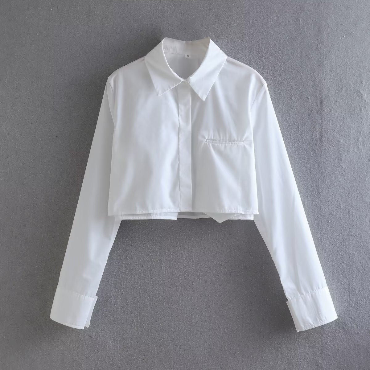VLOVELAW INS European and American Beauty Bloggers Style Lapel Shirt for Women Autumn New Loose Short Midriff Outfit Top Shirt