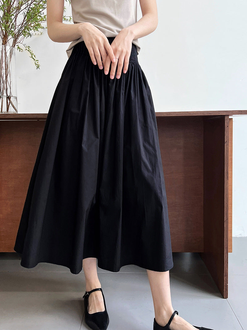 Luxi, pink high-waisted temperament design sense pleated big pendulum A-shaped skirt medium and long sweet umbrella skirt women 1626
