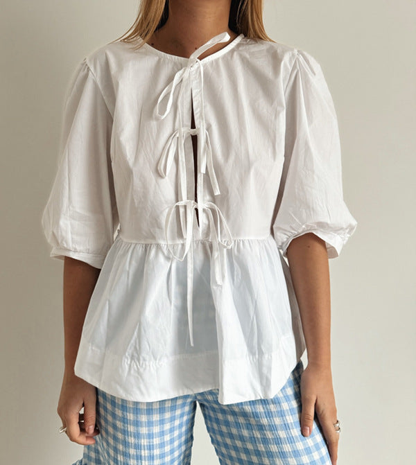 VLOVELAW Cross-Border Spring/Summer New Women's Tops Fashion Striped Stitching Shirt Top Women's European and American Style