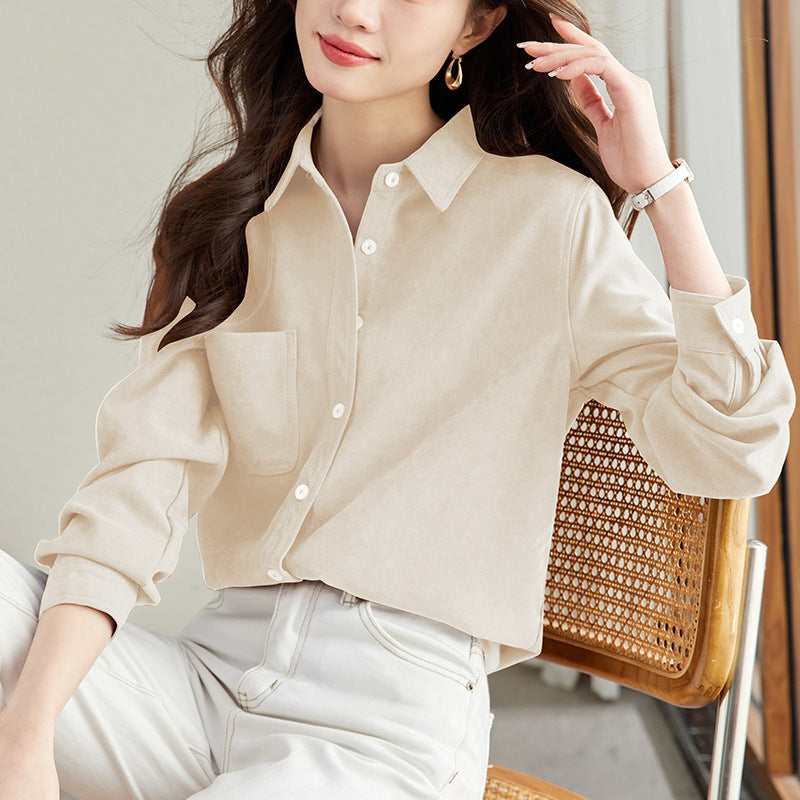 direct sales autumn new short coat women's commuter chic pocket lapel shirt women's single pocket polished shirt