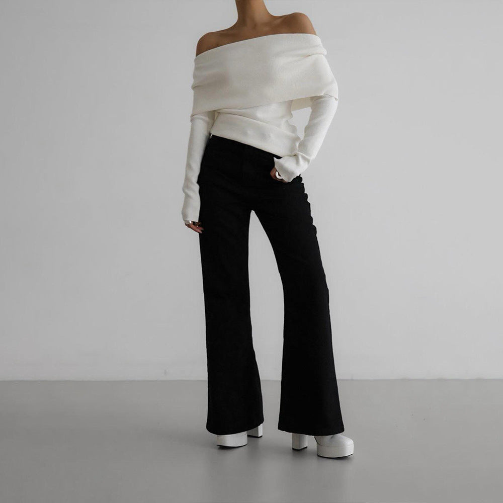 VLOVELAW 2025 sweater women's New autumn and winter 2025 style long-sleeved knitted bottoming shirt one-word shoulder sexy slim-fitting off-the-shoulder top